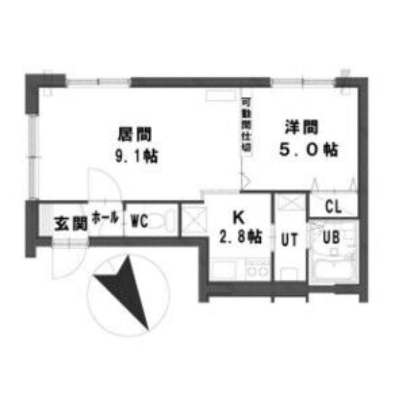 グランメール南郷S-3(1LDK/2階)の間取り写真