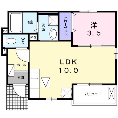 エーエス コート(1LDK/1階)の間取り写真