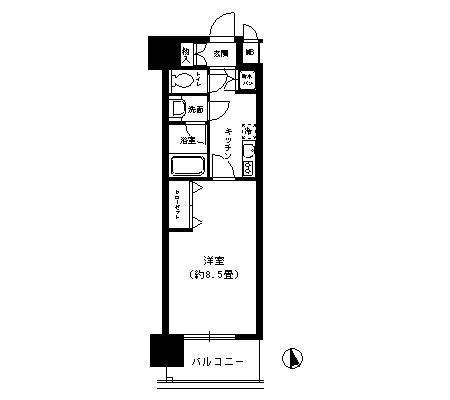 カルム千昇II(1K/3階)の間取り写真