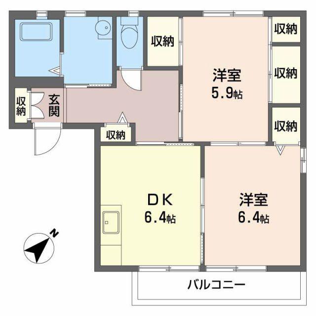 ミレニアムガーデン II(2DK/2階)の間取り写真