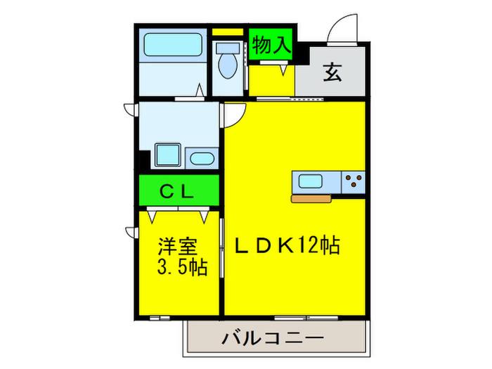 パストラルスプリング(1LDK/2階)の間取り写真