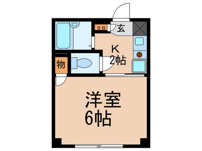 峰住吉ハイツ(1K/2階)の間取り写真
