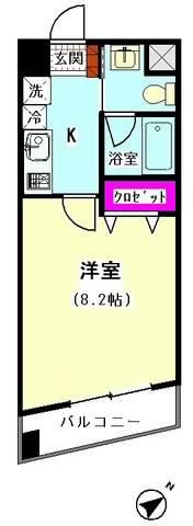 フェリースカーザ(1K/2階)の間取り写真