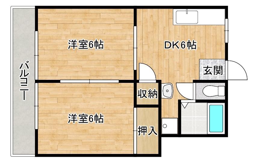 コーポ原田(2DK/3階)の間取り写真