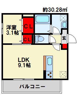 グランメゾン城野(1LDK/3階)の間取り写真