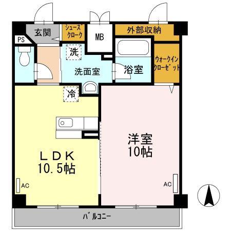 田町ガーデンハイツ(1LDK/2階)の間取り写真