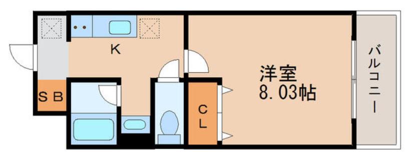 アスコット木ノ下(1K/2階)の間取り写真