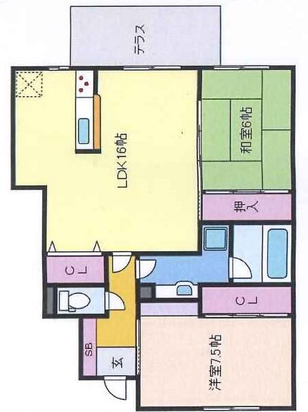 BEC住吉山手レジデンス(2LDK/1階)の間取り写真
