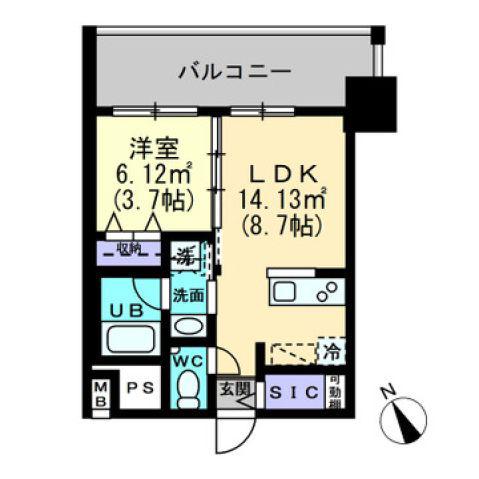アルファレガロ福田町(1LDK/5階)の間取り写真