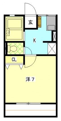 フォレスト(1K/1階)の間取り写真
