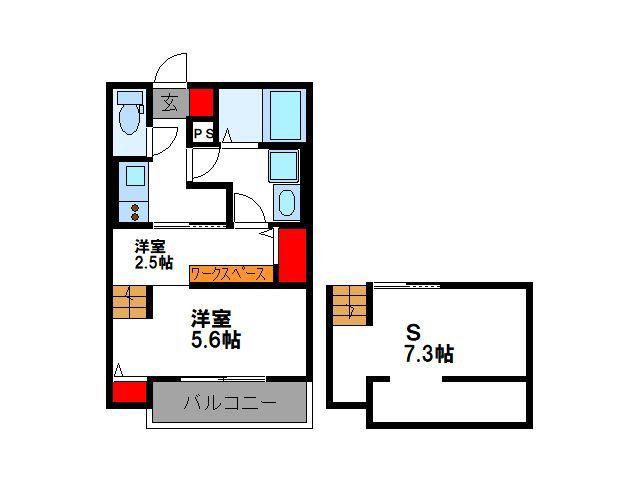 ブランシェ三萩野(1SK/1階)の間取り写真