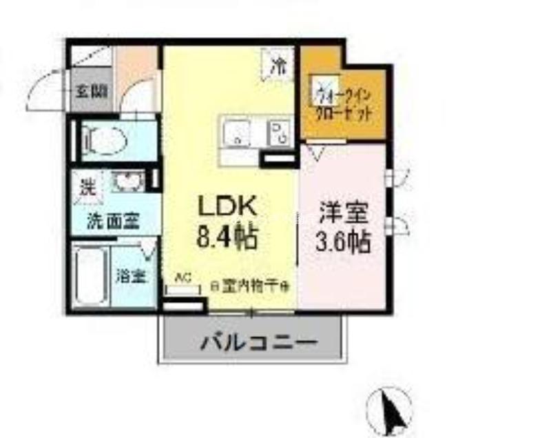 アベニュー有玉(1LDK/1階)の間取り写真