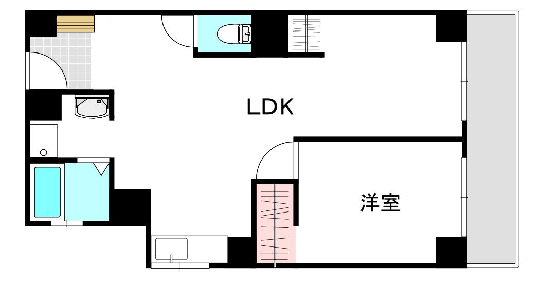 フリートヴィラ国泰寺(1LDK/4階)の間取り写真