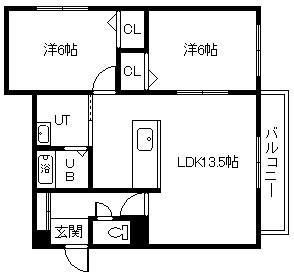 クレストパレス(2LDK/5階)の間取り写真