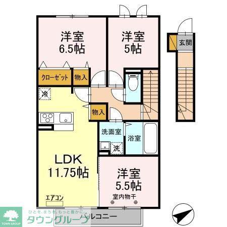 プラシデスA棟(3LDK/2階)の間取り写真