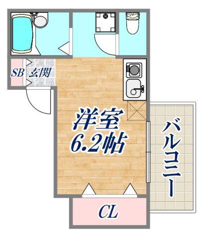 ベルロード六甲(ワンルーム/2階)の間取り写真