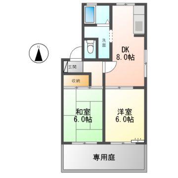ファミール三嶋(2DK/1階)の間取り写真