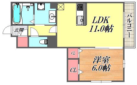 サンオーニック エミュー(1LDK/1階)の間取り写真