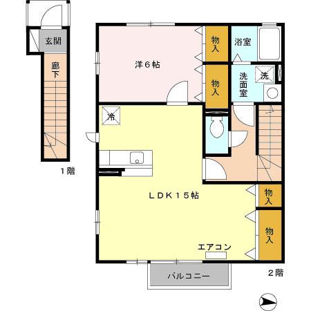 ロワジールⅠ(1LDK/1階)の間取り写真
