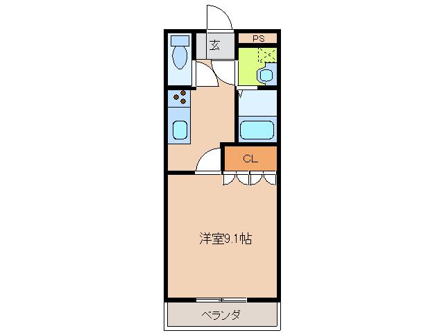 ルミナスハイム遠藤(1K/2階)の間取り写真