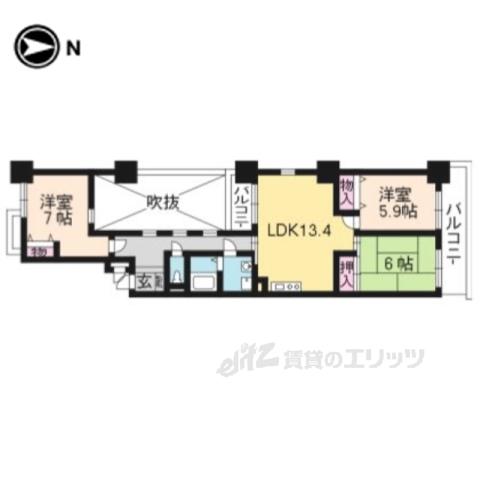 せんぼん有彩館(3LDK/10階)の間取り写真