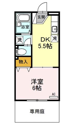 ロイヤルハイツII(1DK/1階)の間取り写真