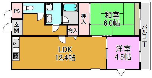 デルニエアン(2LDK/4階)の間取り写真