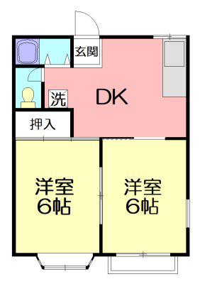 サンファーストC(2DK/1階)の間取り写真