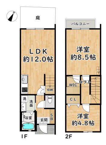 VIANO西山町(2LDK/1階)の間取り写真