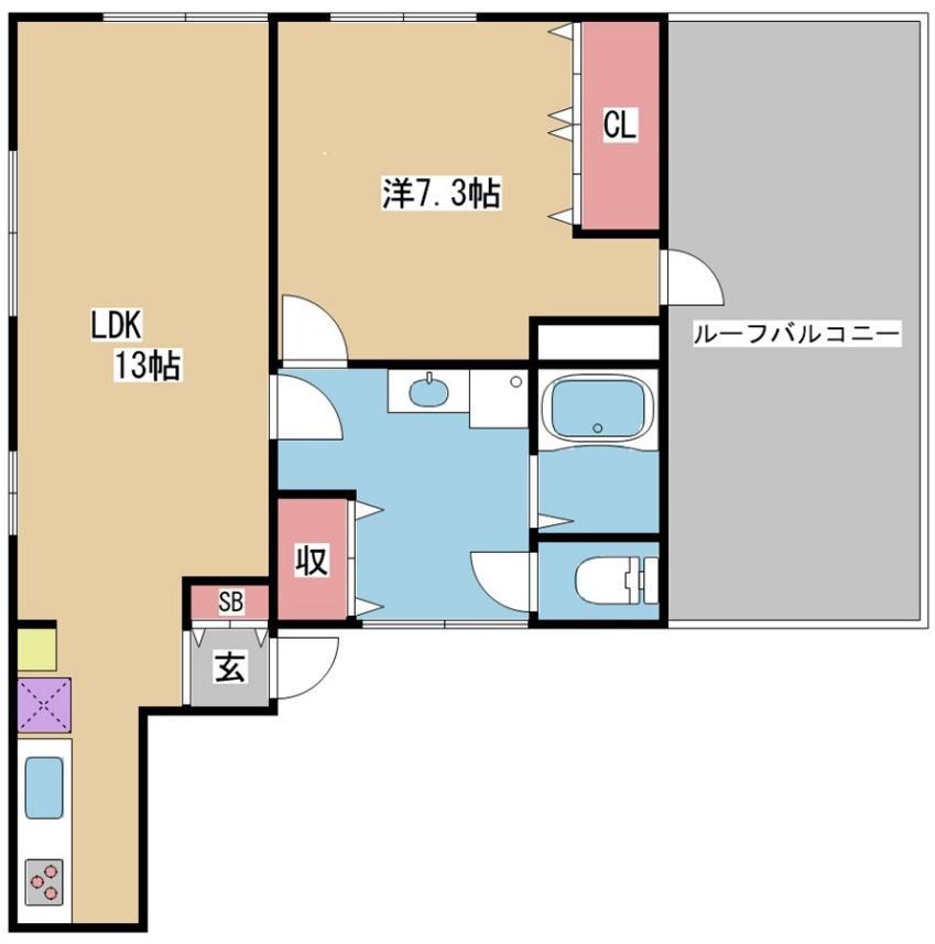 マンションハヤ(1LDK/4階)の間取り写真