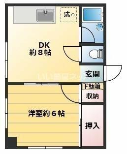 タキーハイツ(1DK/2階)の間取り写真