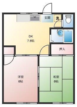 桜井ハイツ(2DK/1階)の間取り写真