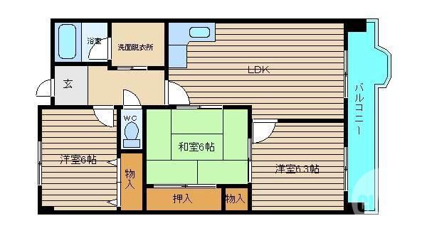 メゾンリーガル48(3LDK/3階)の間取り写真