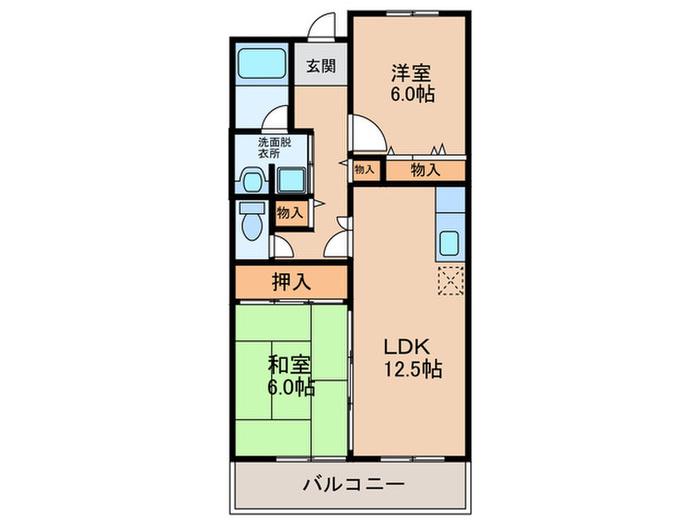 栄光マンション(2LDK/7階)の間取り写真