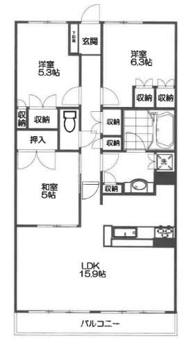 パークシティ北大路(3LDK/5階)の間取り写真