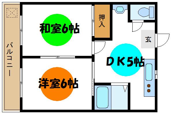平和コーポ2号館(2DK/1階)の間取り写真