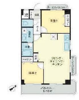 秀和田町レジデンス(2LDK/8階)の間取り写真