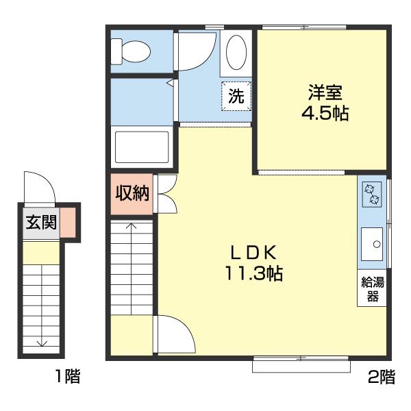 アクティブプラザ千田II(1LDK/2階)の間取り写真