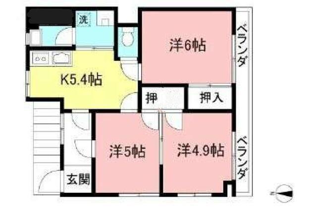 サン晴見コーポ(3K/3階)の間取り写真