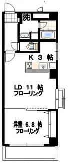 高輪チトセハイツ ふるりのべ(1LDK/7階)の間取り写真