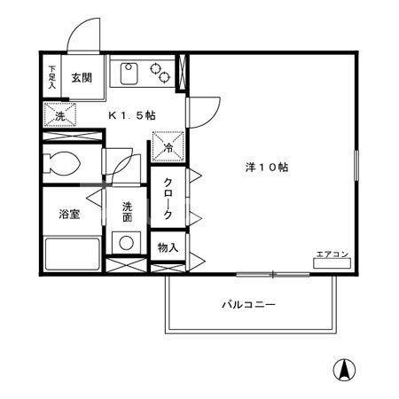 パークサイドコート(1K/2階)の間取り写真