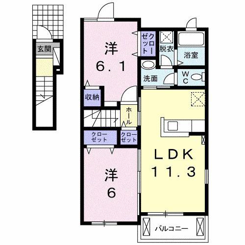 リアンジュ(2LDK/2階)の間取り写真