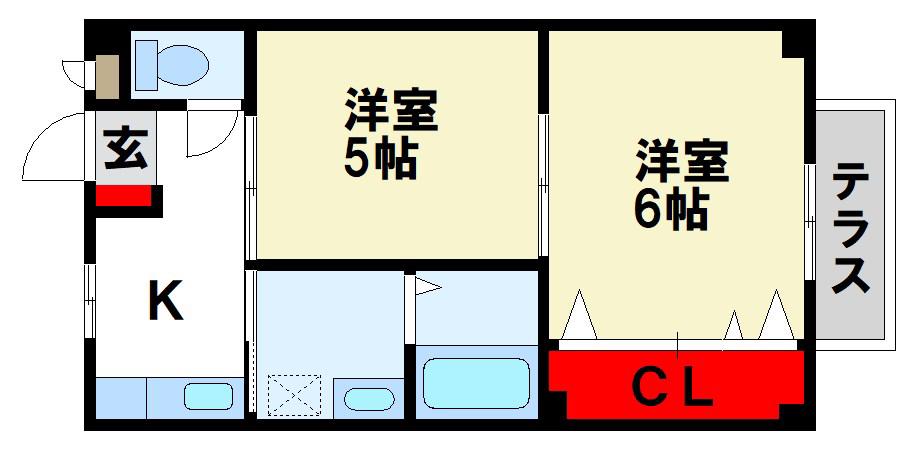 パディハウス三浦2(2K/2階)の間取り写真