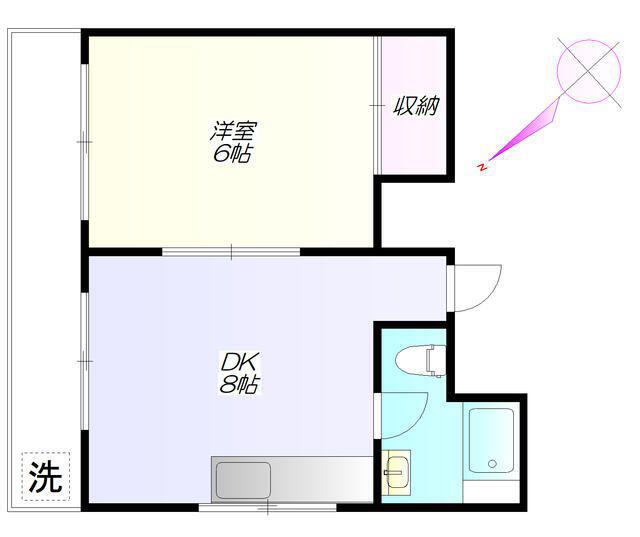 平原マンション(1DK/4階)の間取り写真