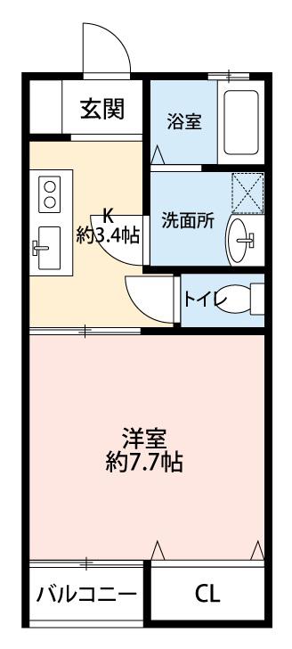 ライトハイツE(1K/2階)の間取り写真