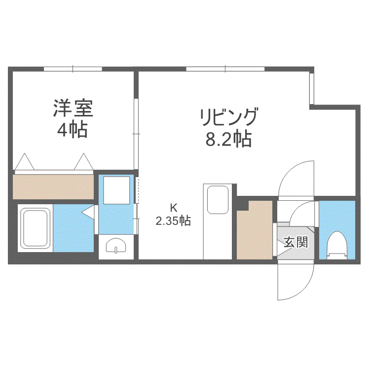 MONTAGNE南9条(1LDK/1階)の間取り写真