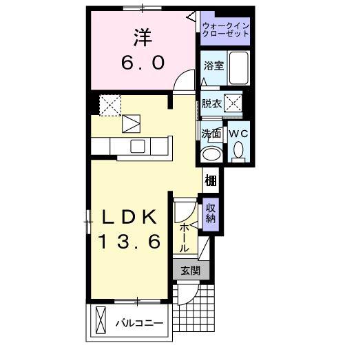 RIRIA VII V(1LDK/1階)の間取り写真