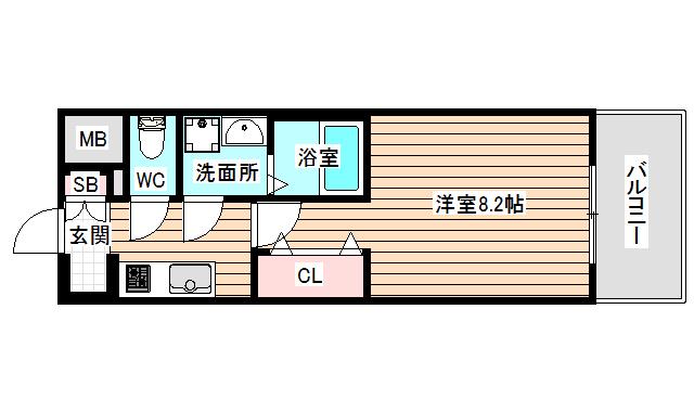ソルテラスOSAKA御幣島(1K/2階)の間取り写真