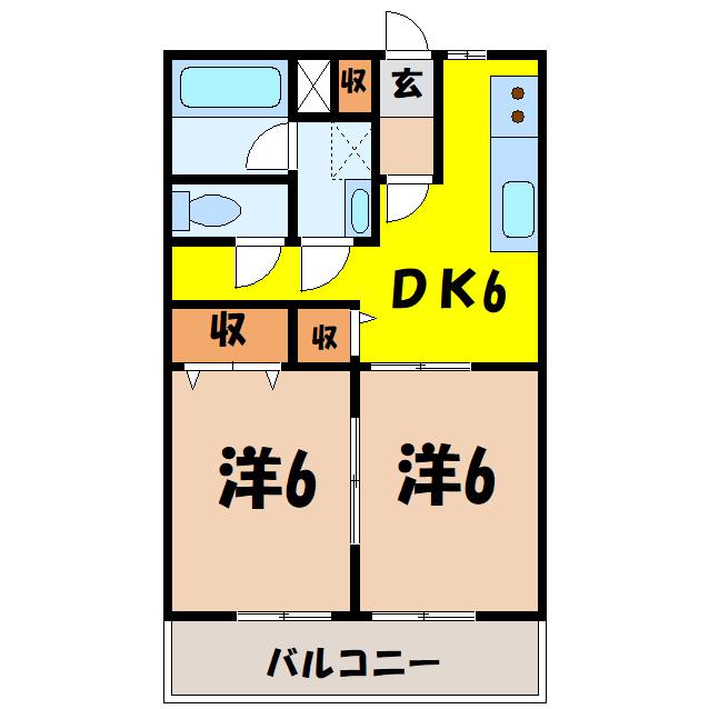 南原エコーハイツ(2DK/3階)の間取り写真