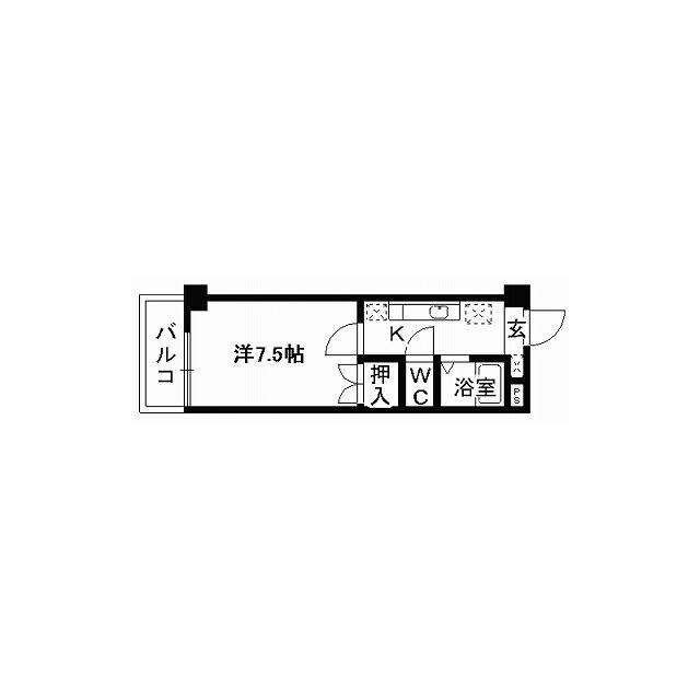 マーカス九品寺(1K/1階)の間取り写真